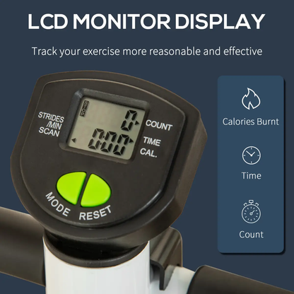 Adjustable Stepper Aerobic Ab Exercise Machine LCD Screen Handle, White HOMCOM by Unbranded