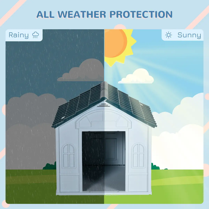 PawHut Weather-Resistant Dog House, Puppy Shelter for Medium Dogs - Blue by PawHut