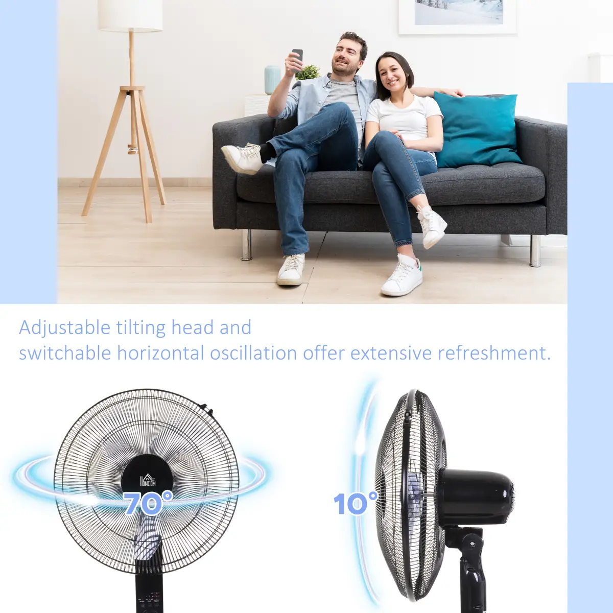Oscillating Floor Fan Indoor Air Tower Standing RC, 3 Speed & 7.5-Hour HOMCOM by Unbranded