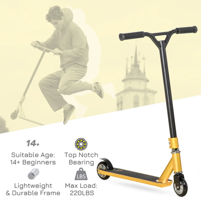 Stunt Scooter Entry Level Tricks Scooter for 14 Beginners, Gold HOMCOM by Unbranded