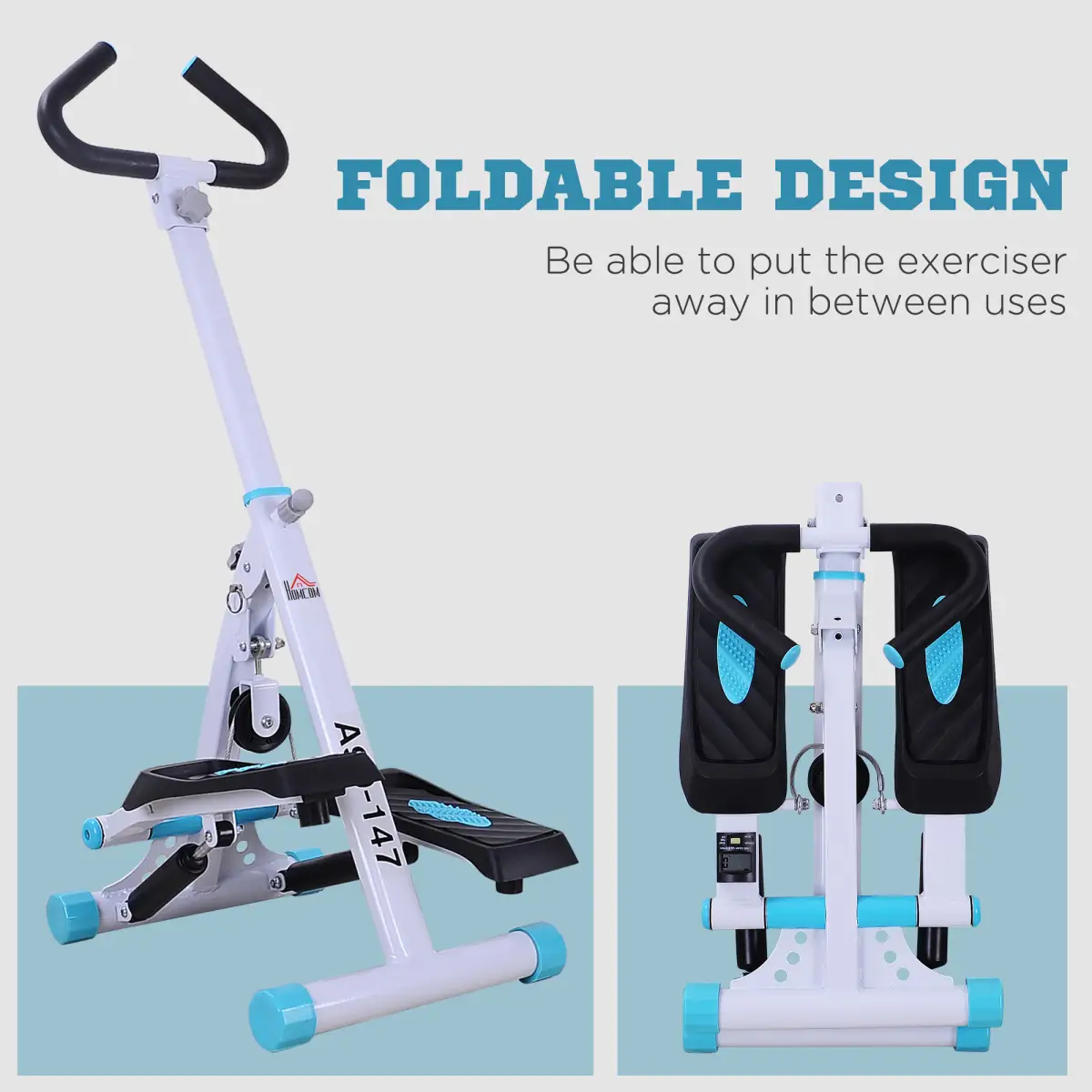 Stepper Fitness Exercise Handle Bar Machine Cardio Foldable Workout HOMCOM by Unbranded