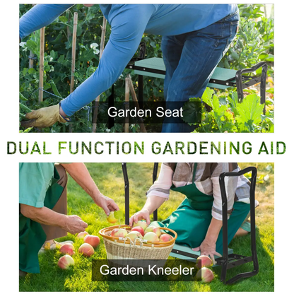 Garden 2 in 1 Kneeler Bench-Green/Black by Outsunny