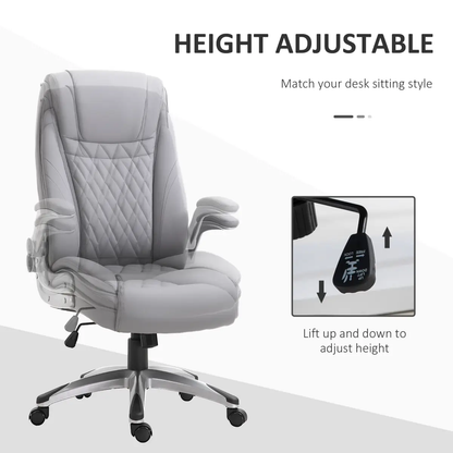 High Back Executive Office Chair Home Swivel PU Leather Chair, Grey by Vinsetto