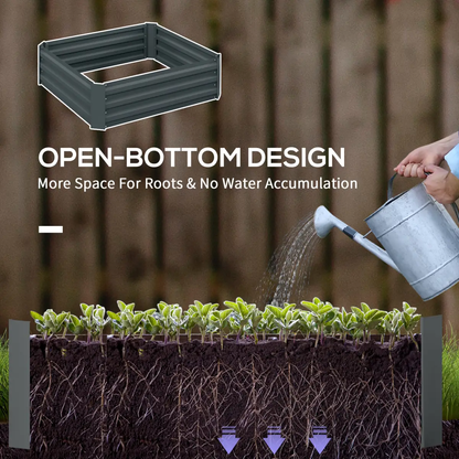 Outsunny Set of 2 Raised Garden Bed Galvanised Planter Box Easy Setup Dark Grey by Outsunny