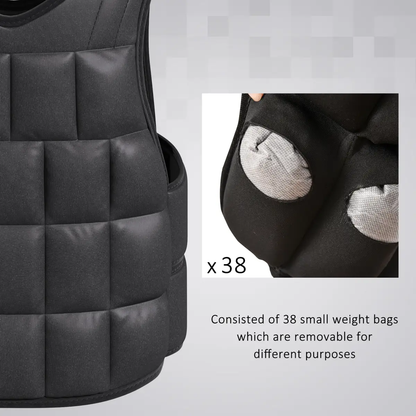 15KGS Adjustable Weight Vest Running Gym Training Weight Loss, Black HOMCOM by Unbranded