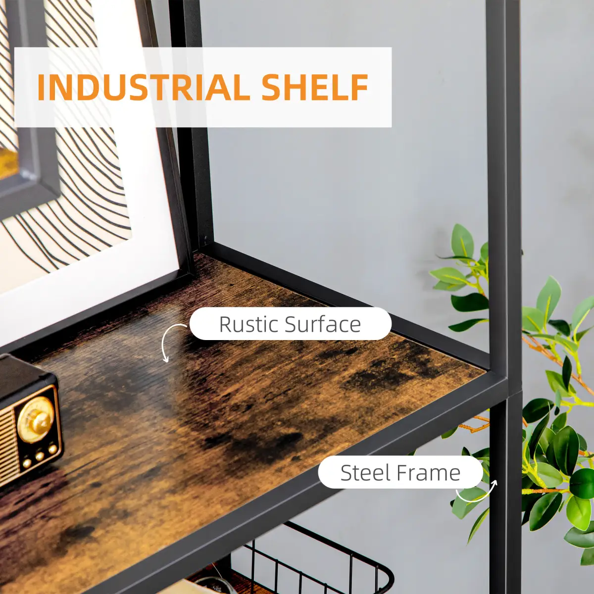 HOMCOM 7 Tier Storage Shelves, Free Standing Book Shelf for Study, Living Room by HOMCOM