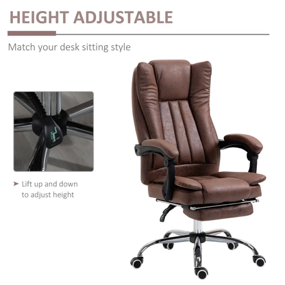 Executive Office Chair Computer Swivel Chair for Home with Arm, Footrest, Brown by Vinsetto