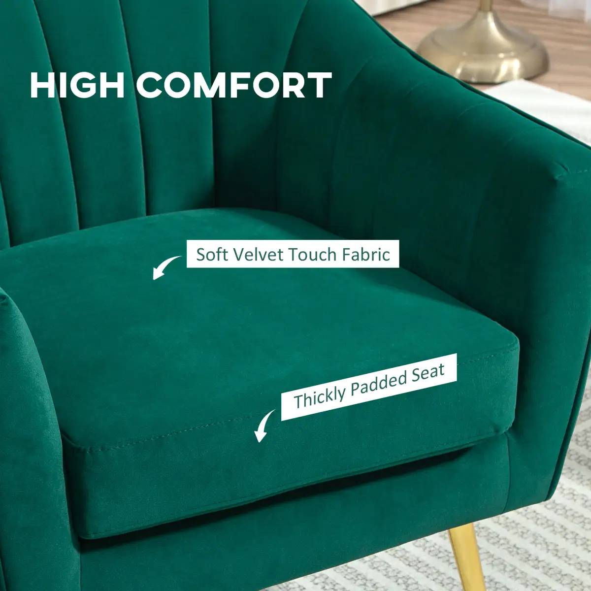 Fabric Single Sofa Arm Chair Upholstered Flocking Wood Leg Living Room Furniture by HOMCOM