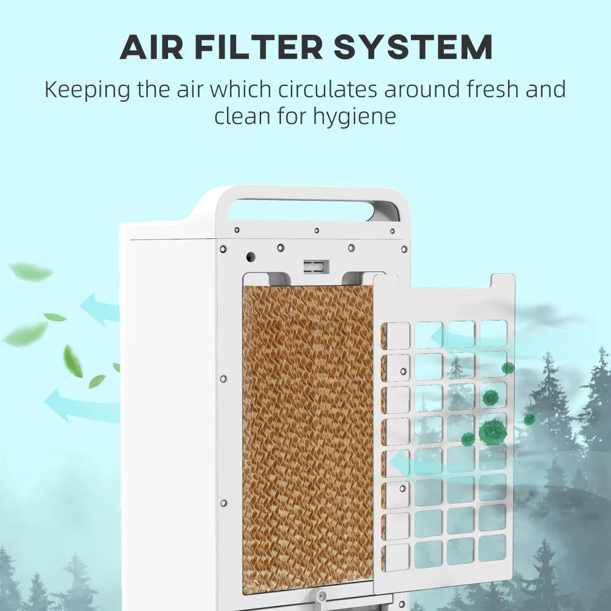 HOMCOM Mobile Air Cooler for Home Office, with Oscillation, Ice Packs by HOMCOM