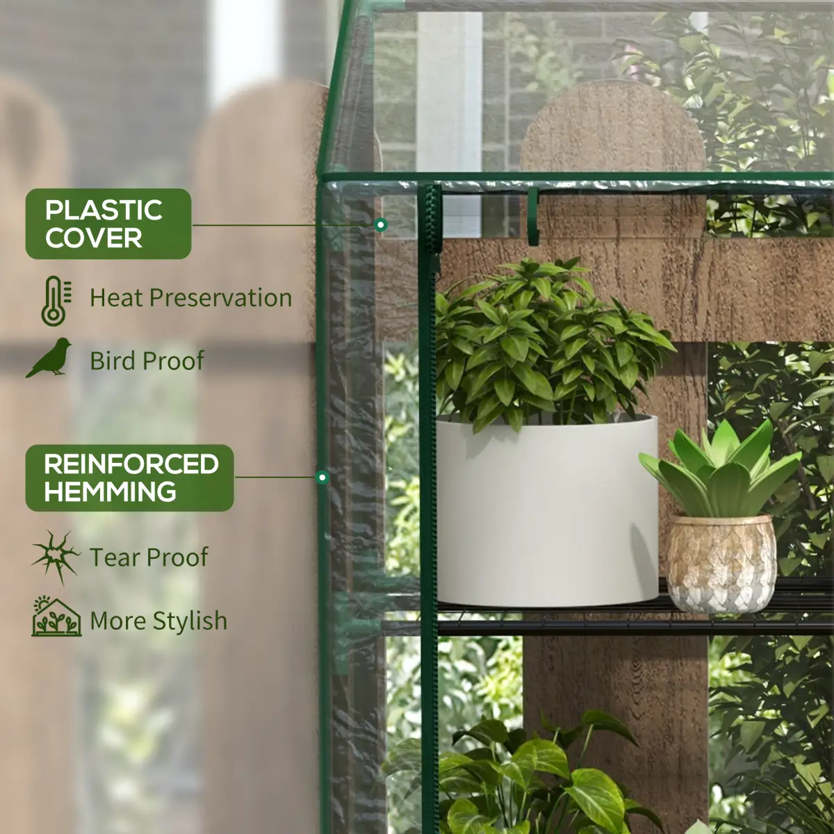 Outsunny Mini Green House with 3 Tier Shelves, 151H x 143W x 46Dcm, Clear by Outsunny