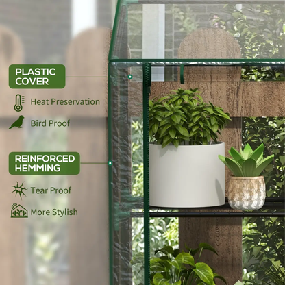 Outsunny Mini Green House with 3 Tier Shelves, 151H x 143W x 46Dcm, Clear by Outsunny