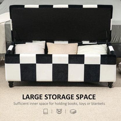 114 x 47 x 47cm Velvet Storage Ottoman, Button-tufted Footstool Box by HOMCOM