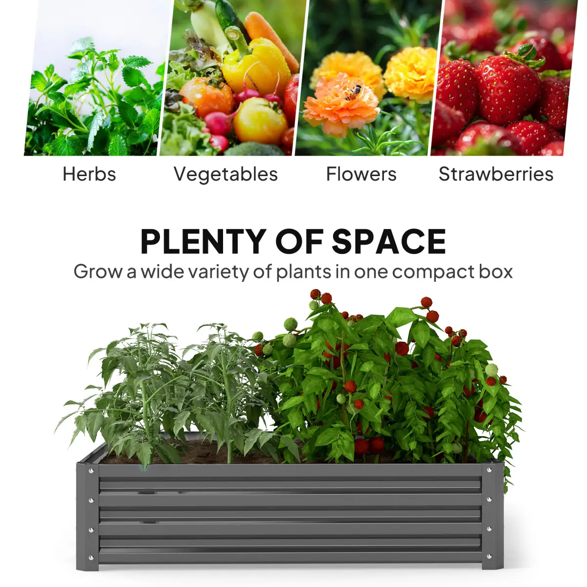 Outsunny Raised Garden Bed Metal Garden Flower Vegetable Planter Light Grey by Outsunny
