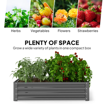 Outsunny Raised Garden Bed Metal Garden Flower Vegetable Planter Light Grey by Outsunny