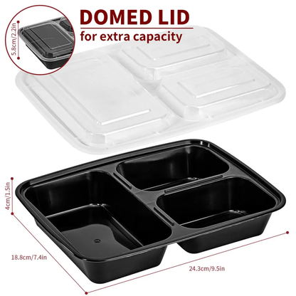 VINSANI 30pk 3 COMPARTMENTS MEAL PREP CONTAINERS 1010478 by Vinsani