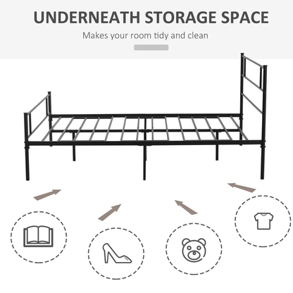 HOMCOM King Metal Bed Frame w/ Headboard and Footboard by Homcom