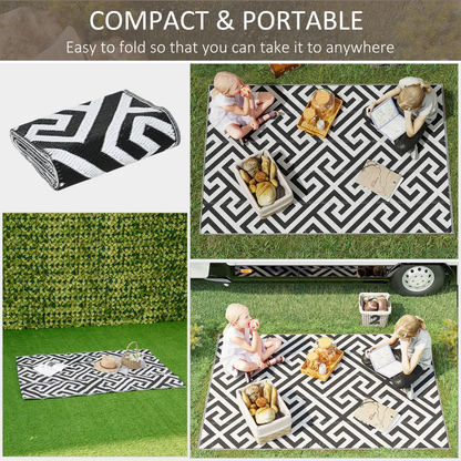 121x182cm Reversible Outdoor Rug Portable Plastic Straw RV Outsunny by Unbranded
