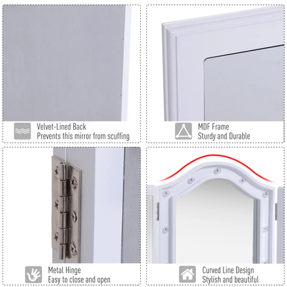 Lighted Tri-Fold Vanity Mirror Large Cosmetic Mirror LED Lights White by HOMCOM