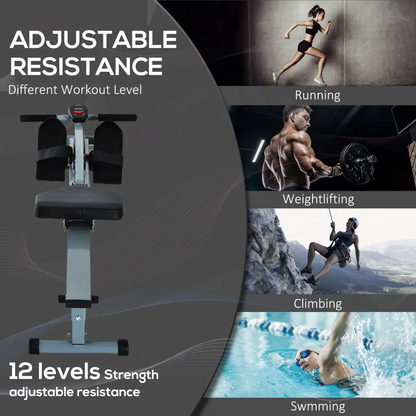 12 Level Fitness Rowing Machine Cardio Fitness Workout and Gym Training HOMCOM by Unbranded