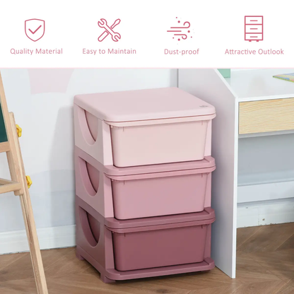 HOMCOM Kids Storage Units with Drawers 3 Tier Chest Vertical Dresser Tower by Unbranded