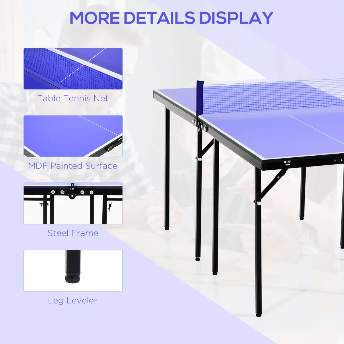 Folding Mini Table Tennis Portable Ping Pong Set Games Play Sport Net HOMCOM by Unbranded