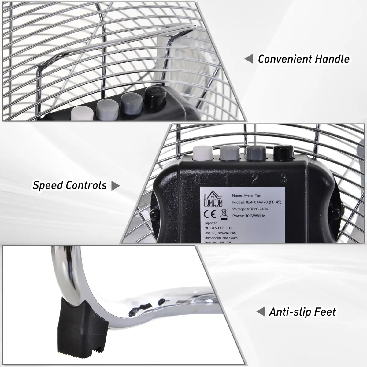 HOMCOM 55cm 100W Tower Fan Home Office Moving Oscillation with 3-Speed Wind by Unbranded