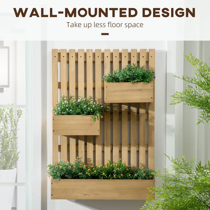 Outsunny Wooden Garden Planters with Trellis Wall-mounted Raised Garden Bed by Outsunny
