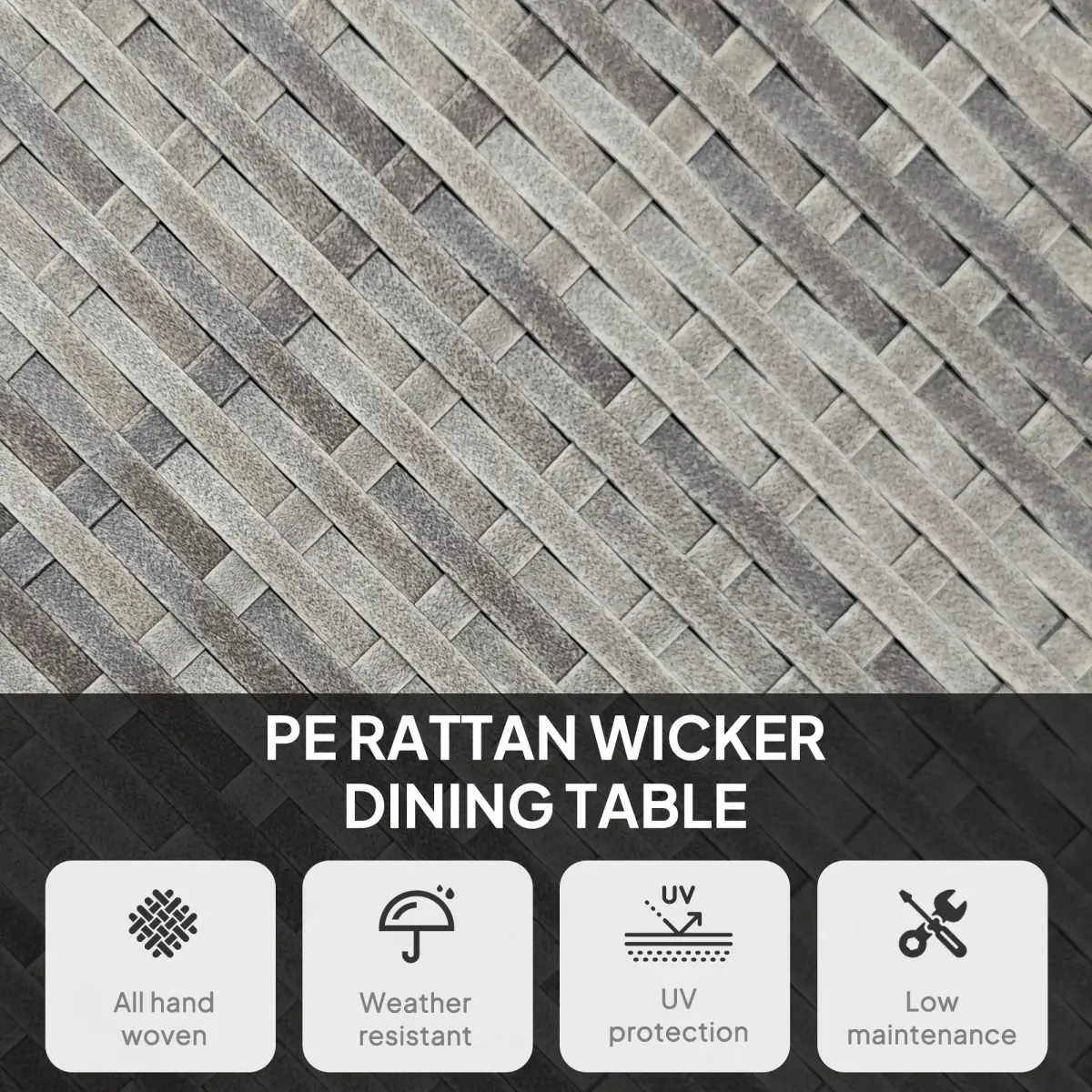 Outsunny Outdoor PE Rattan Dining Table w/ Wood-plastic Composite Top, Grey by Outsunny