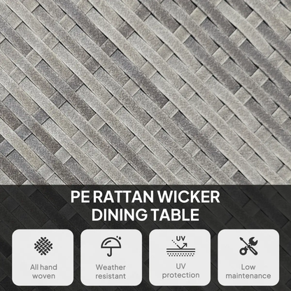 Outsunny Outdoor PE Rattan Dining Table w/ Wood-plastic Composite Top, Grey by Outsunny