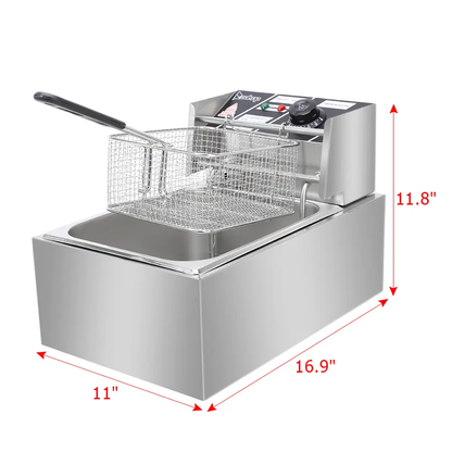 [Replace old code: 96063967] EH81 2500W 220-240V 6.3QT/6L Stainless Steel Single Cylinder Electric Fryer UK Plug by N/A