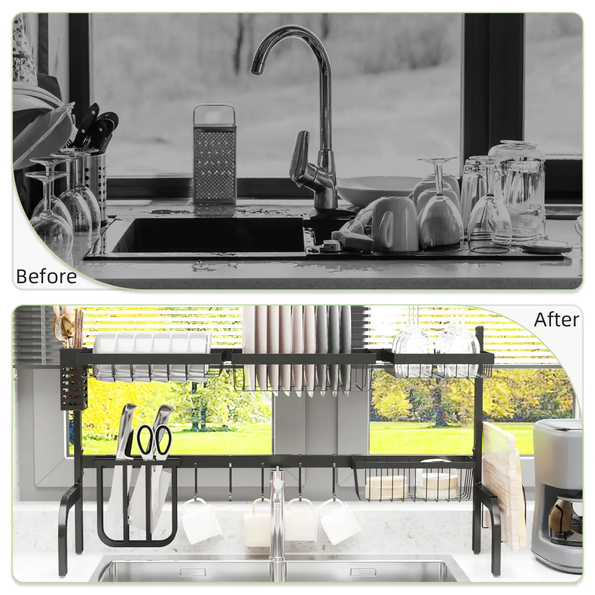 Space Saving Over The Sink Dish Drying Rack, 2 Tier Adjustable Dish Drainer by Unbranded