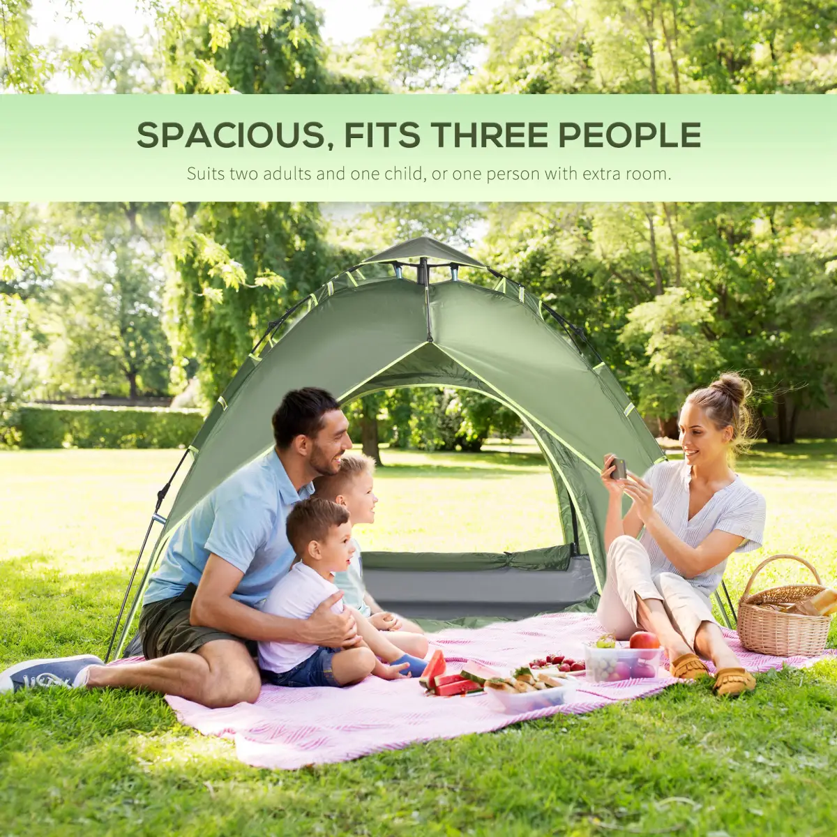 2 Man Pop Up Tent Camping Festival Hiking Family Travel Shelter Outsunny by Unbranded