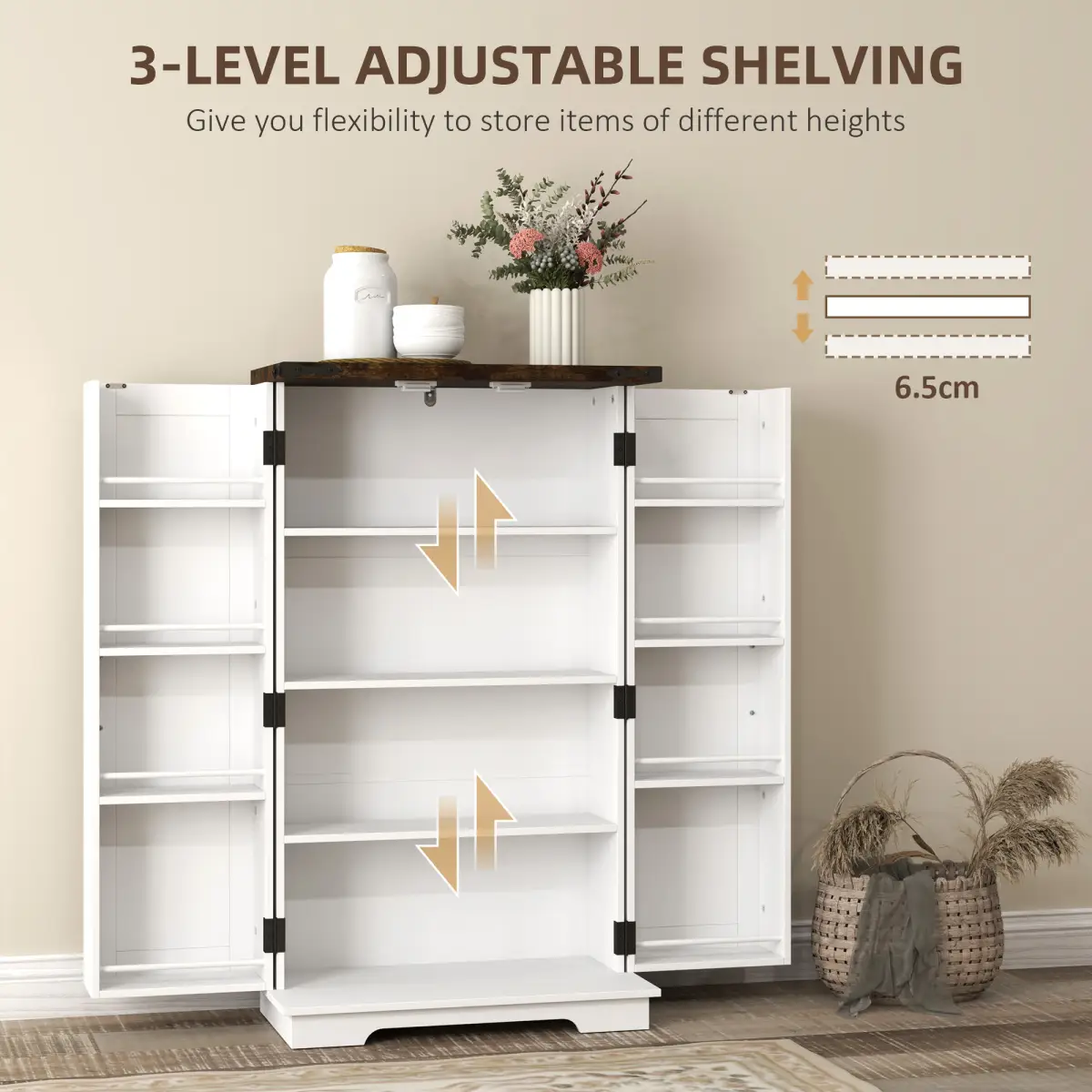 Stylish Farmhouse Cabinet with Adjustable Shelves - Sturdy Storage Solution by HOMCOM