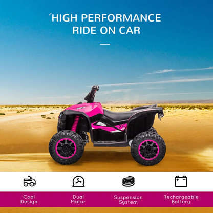 HOMCOM 12V Electric Quad Bikes for Kids Ride On Car ATV Toy for 3-5 Years Pink by Unbranded
