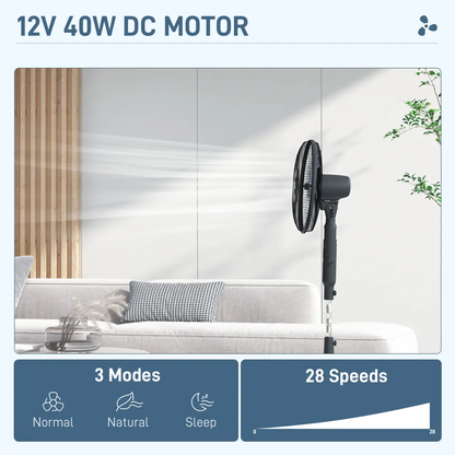 HOMCOM 12V DC Standing Fan with 75° Oscillation Mosquito Repellent Function by HOMCOM