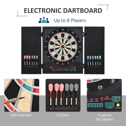 Electronic Dartboard with LED Digital Score Board 27Games Storage Cabinet by HOMCOM