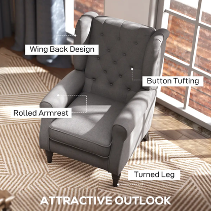 Accent Armchair Home Furniture Retro Tufted Club Wood Fabric Dark Grey by HOMCOM