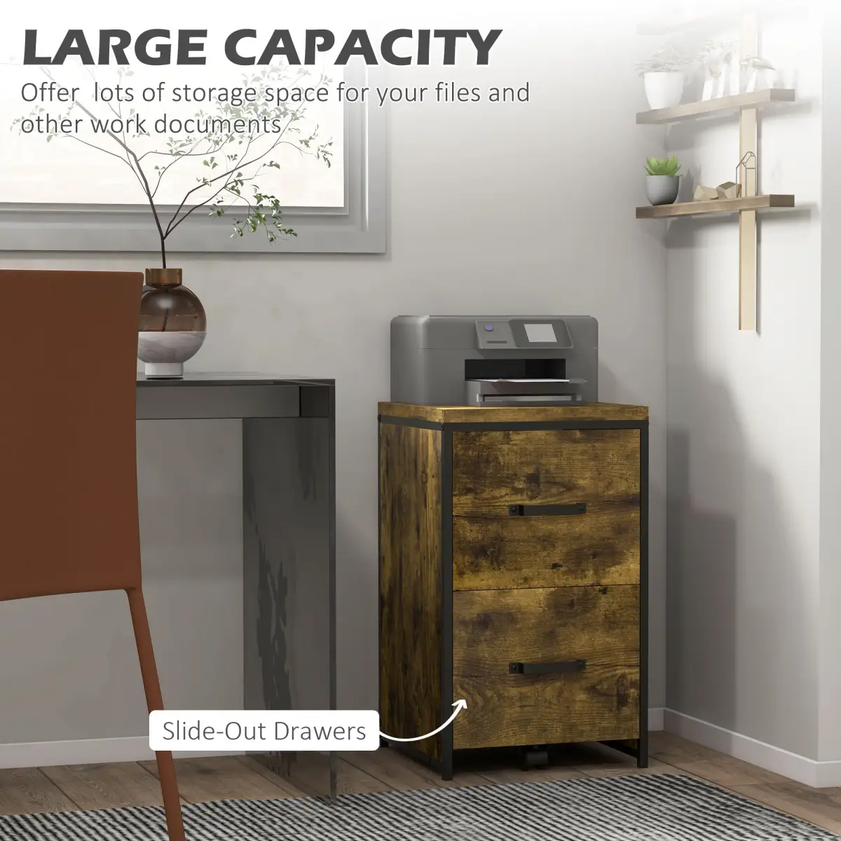 70cm Vertical Office Filing Cabinet w/ 2 Drawer, Hanging File Folder Vinsetto by Unbranded