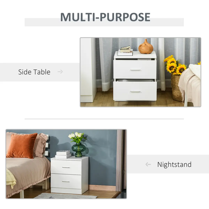 Bedside Table w/ 2 Drawers, Nightstand, Side Storage Cabinet Unit by HOMCOM