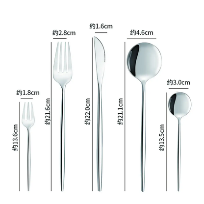 30pc CUTLERY DINNER SET STAINLESS STEEL METAL STAND RACK FORKS TEA SPOONS POLISH by N/A