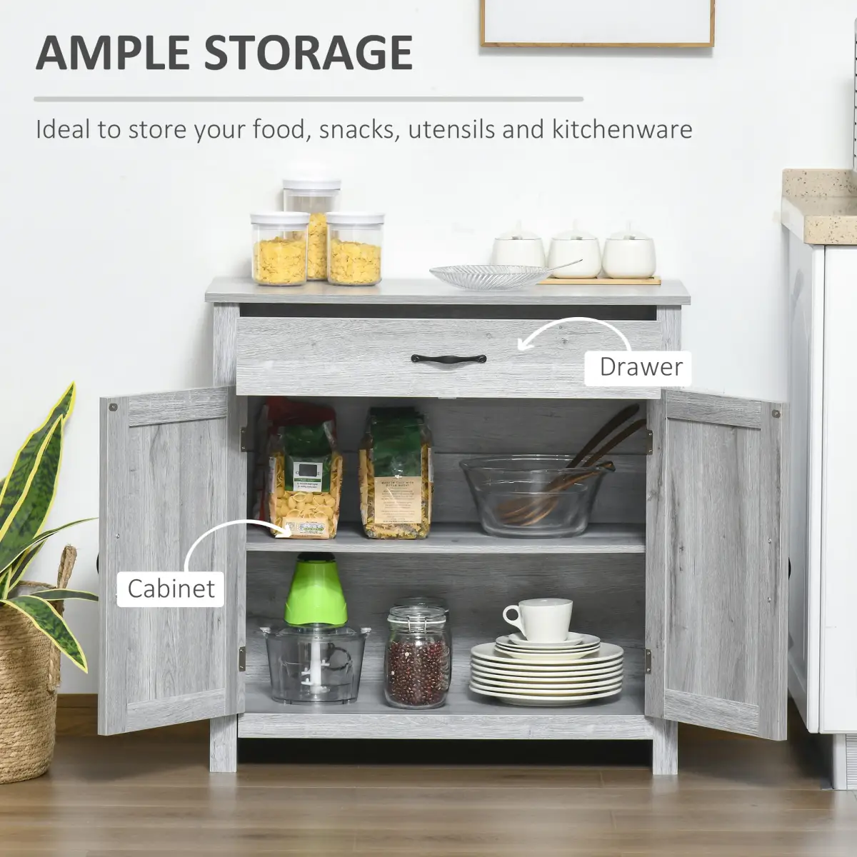 Farmhouse Barn Door Sideboard Buffet Storage Cabinet Coffee Bar Grey Grain by Unbranded