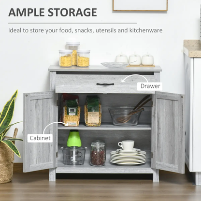 Farmhouse Barn Door Sideboard Buffet Storage Cabinet Coffee Bar Grey Grain by Unbranded