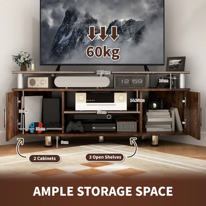 HOMCOM TV Unit Cabinet with Storage Shelves Entertainment Center Rustic Brown by HOMCOM
