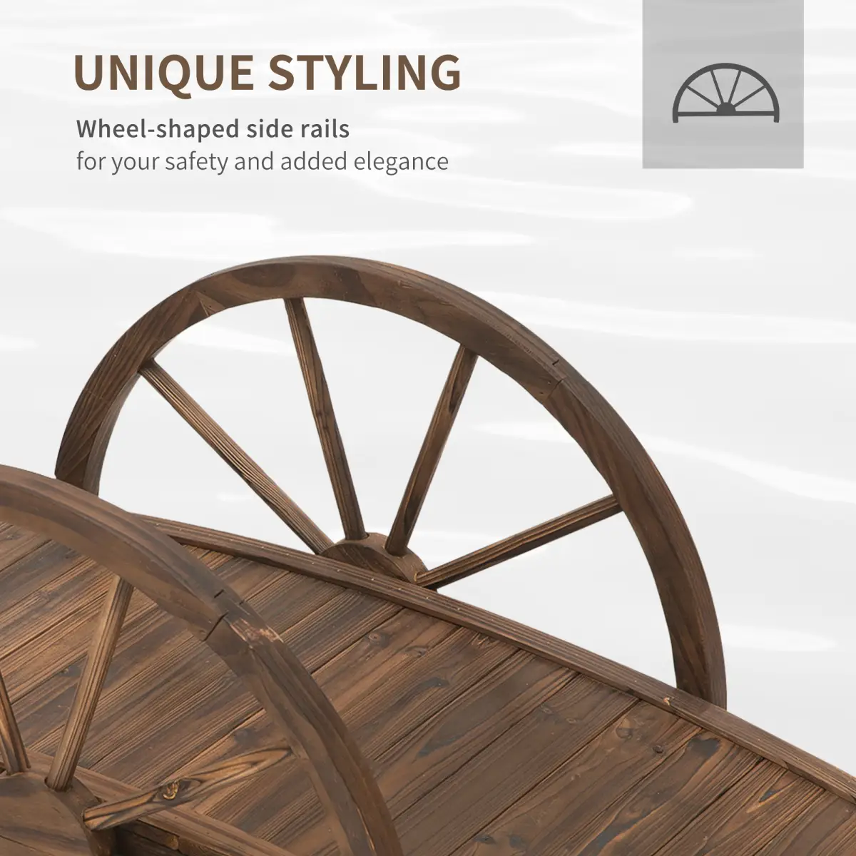 Fir Wood Outdoor Garden Decor Walkway Bridge Brown by Outsunny