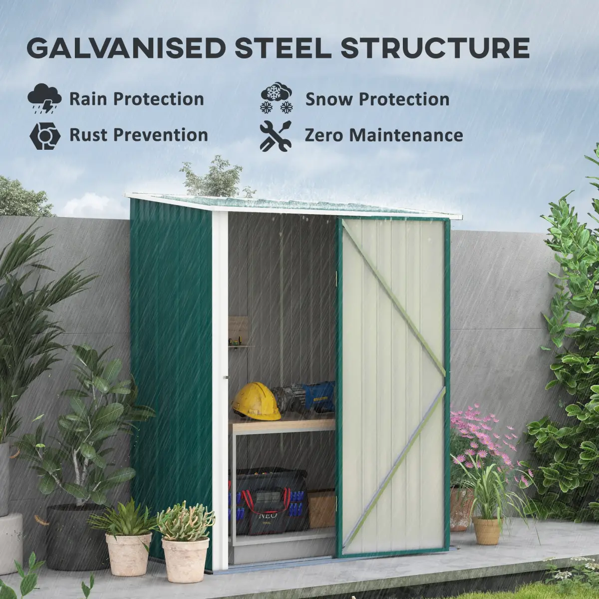 Outsunny Outdoor Storage Shed Steel Garden Shed w/ Lockable Door for Garden by Outsunny