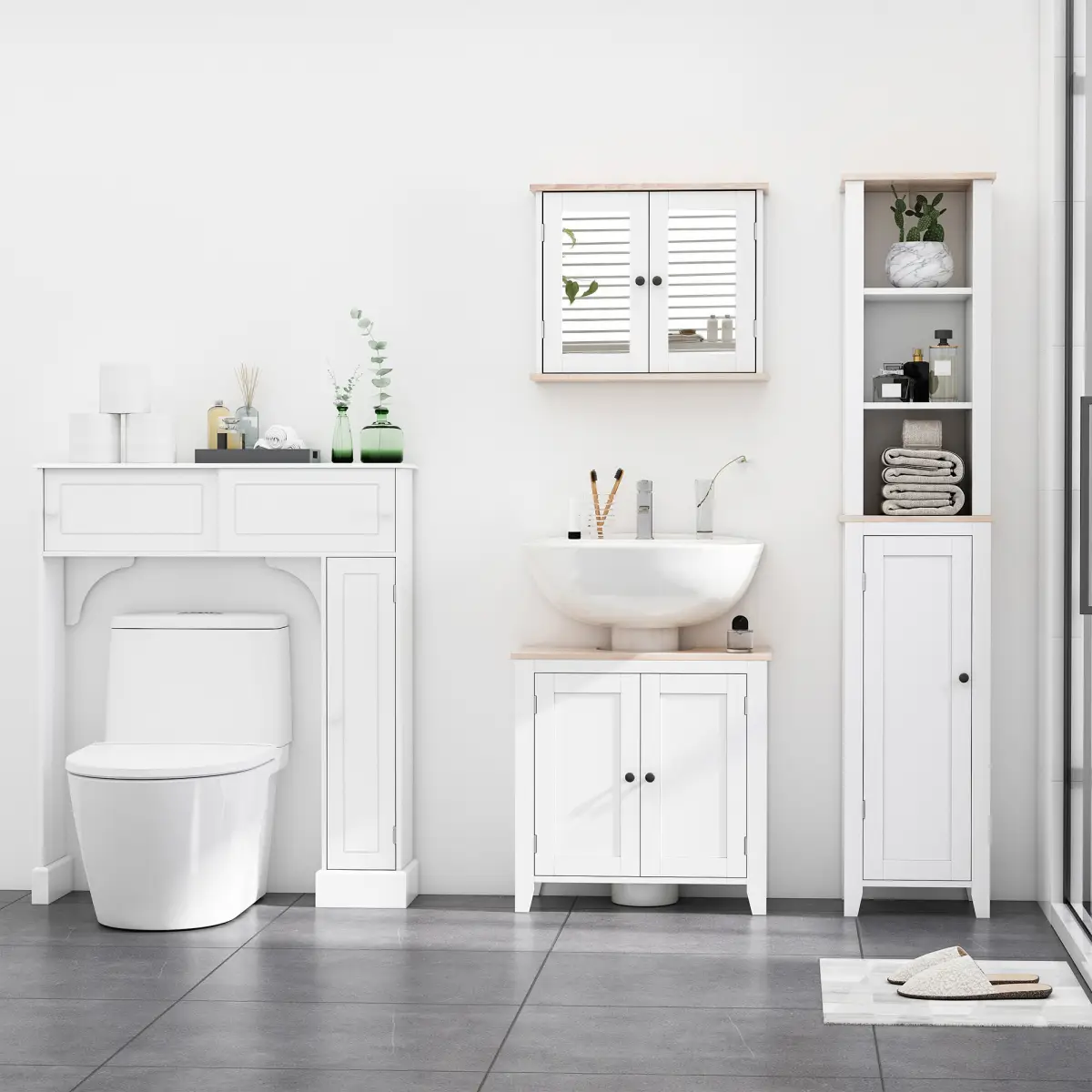 kleankin Bathroom Mirror Cabinet Wall Mounted Storage Cupboard W/ Double Door by Unbranded