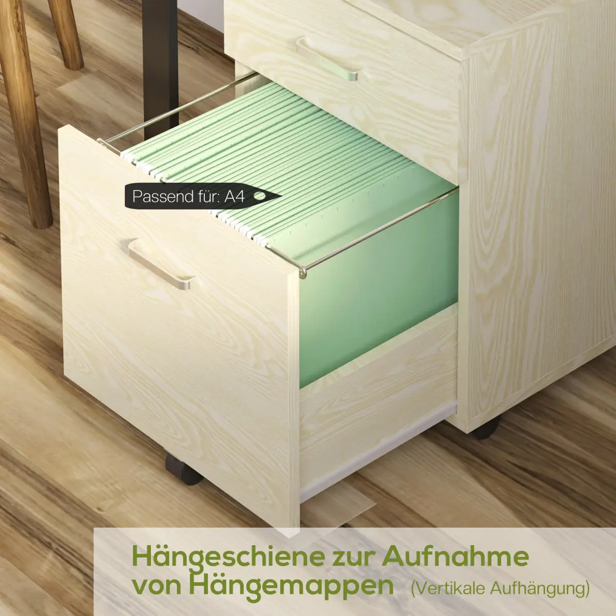 2-Drawer Locking Office Filing Cabinet 5 Wheels Rolling Storage Oak Vinsetto by Unbranded