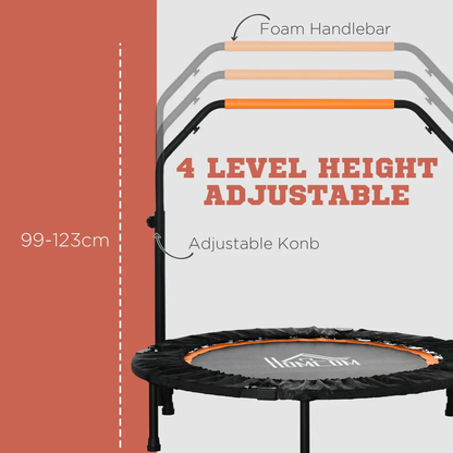 40" Foldable Mini Fitness Trampoline Rebounder Adjustable Foam Handle HOMCOM by Unbranded