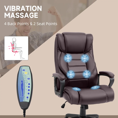 High Back 6 Points Vibration Massage Executive Office Chair, Brown Vinsetto by Unbranded