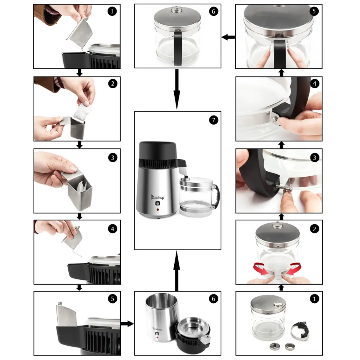 【Replace 23124634】750W Water Distiller Electric Purifier Stainless Steel Glass Water Filters by N/A